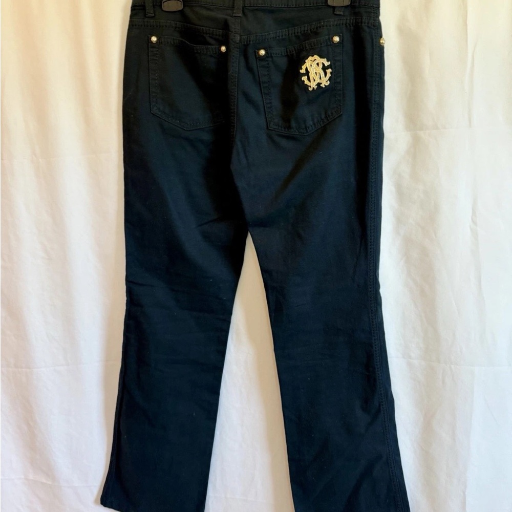 Roberto Cavalli Black Jeans With Gold Initials - Size 44 IT - US Medium